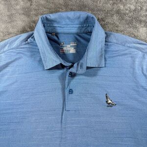 Under Armour Men’s Performance Golf Polo Heather Blue Eagle Embroidery